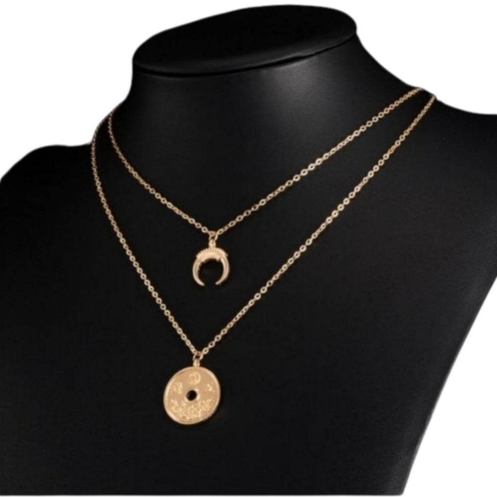 Boho choker gypsy necklace moon pendant jewelry